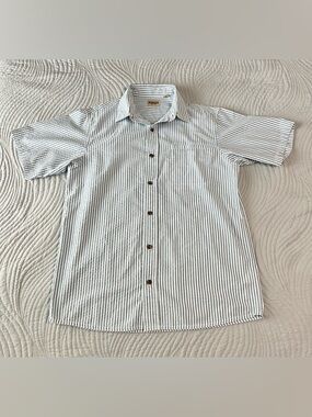 RedHead Blue Stripe Seersucker Short Sleeve Shirt Mens Size Medium Bass Pro